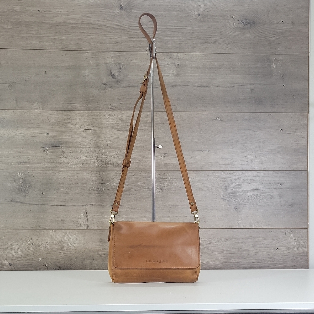 Portland Leather Goods Brown Crossbody Shoulder Bag Purse Handbag Tote